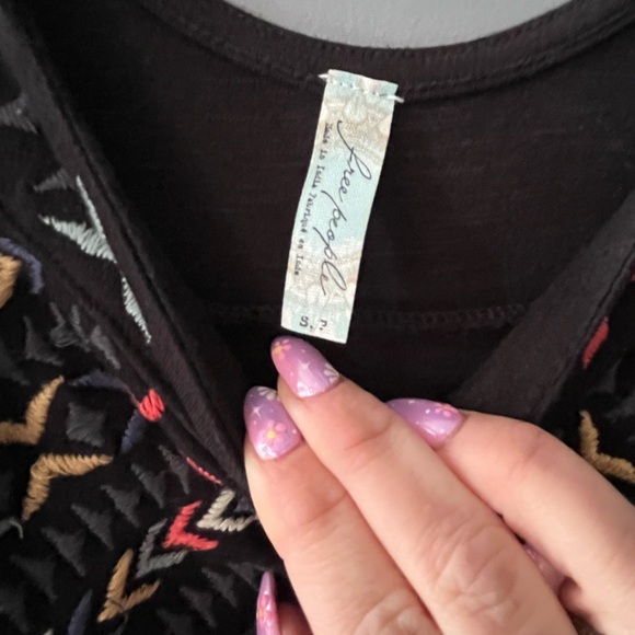Free People Black Dress with Colorful Embroidery - Picture 2 of 3
